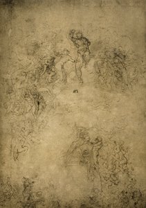 Croquis préparatoire pour le Jugement dernier dans la chapelle Sixtine; dessin de Michel-Ange. Casa Buonarroti, Florence - Michelangelo Buonarroti